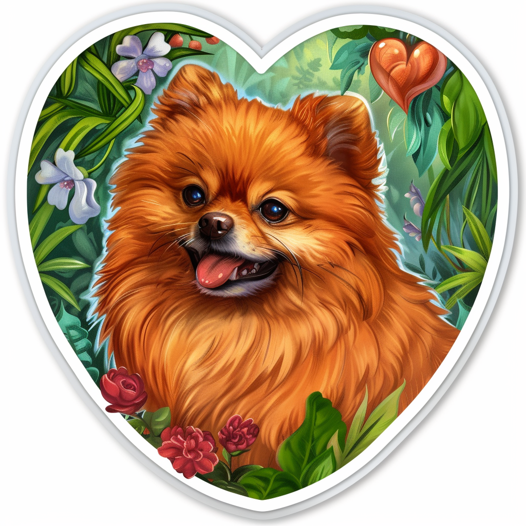 Sticker of a Pomeranian Dog majestic Expressive surreal Heartcore Vinyl Decal Sticker for Car, Laptop, Tumbler and more # F014069