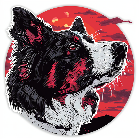 Border Collie Dog majestic Expressive surreal Vinyl Decal Sticker for Car, Laptop, Tumbler and more # F021782-4" x 4"