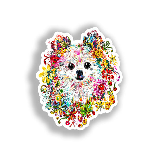 Pomeranian Dog Vinyl Decal Sticker for Car, Laptop, Tumbler and more # A017449-4" x 4"
