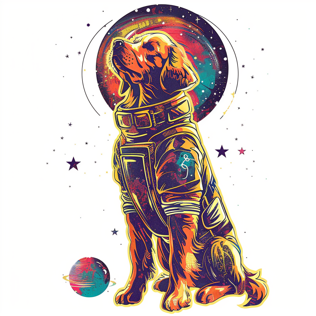 Golden Retriever Dog astronaut Vinyl Decal Sticker for Car, Laptop, Tumbler and more # F010492