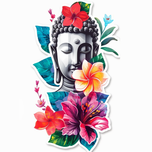 Buddha cartoon majestic Expressive surreal Vinyl Decal Sticker for Car, Laptop, Tumbler and more # F017025