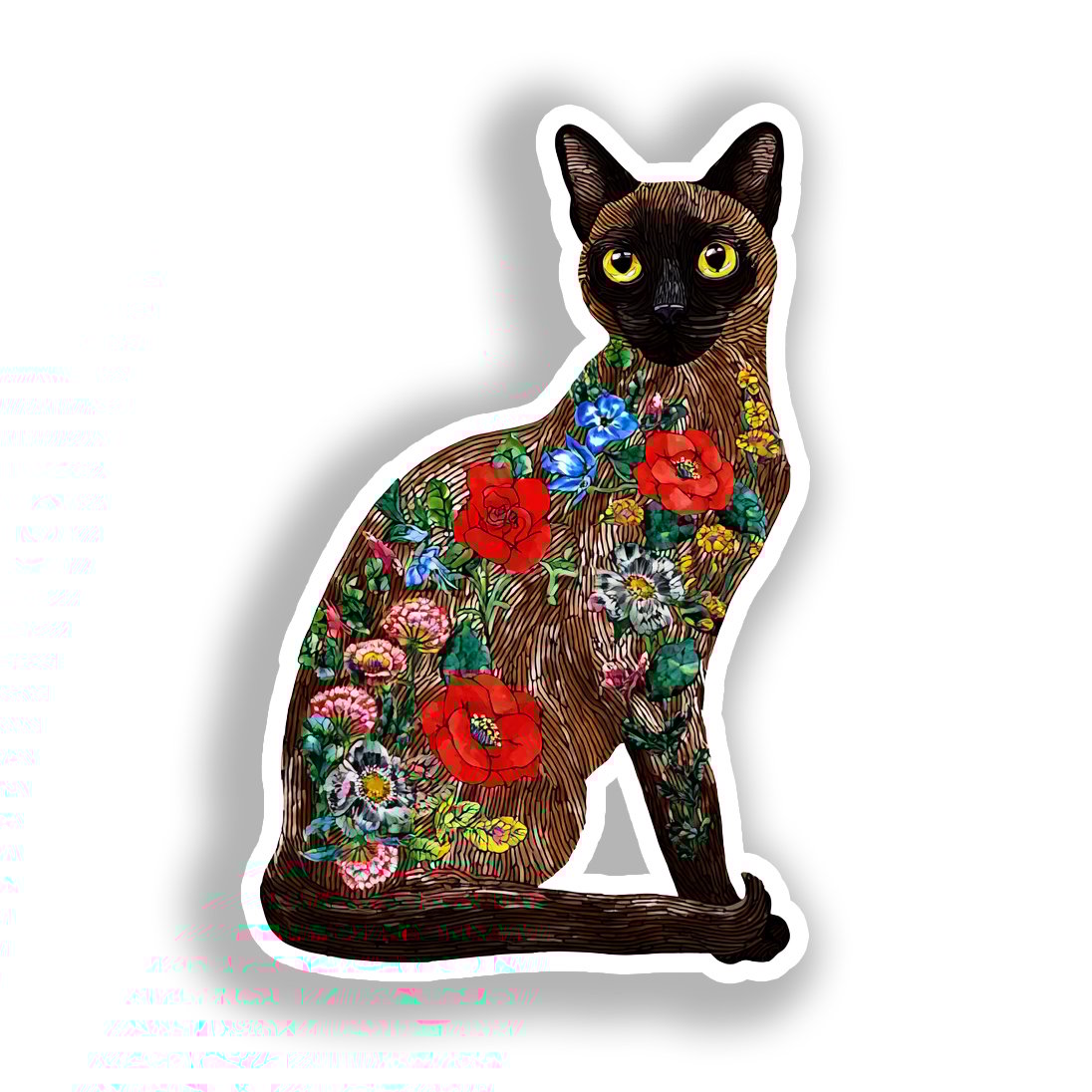Burmese Cat Vinyl Decal Sticker for Car, Laptop, Tumbler and more # A018916-4" x 4"