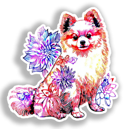 Pomeranian Dog Vinyl Decal Sticker for Car, Laptop, Tumbler and more # A017474-4" x 4"