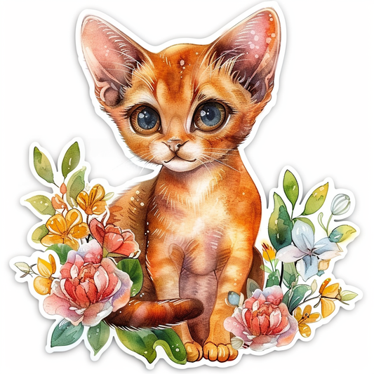 Abyssinian Cat astronaut majestic Expressive surreal Vinyl Decal Sticker for Car, Laptop, Tumbler and more # F021282-4" x 4"