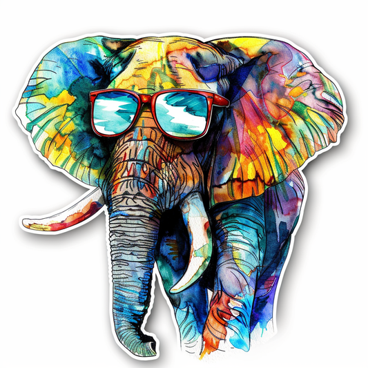 Elephant Expressive surreal Vinyl Decal Sticker for Car, Laptop, Tumbler and more # F022216-4" x 4"