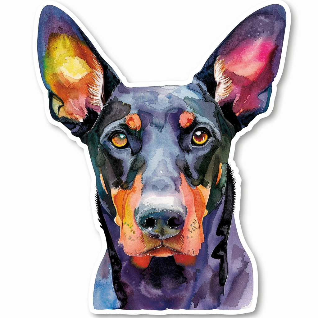 Sticker of a Doberman Pinscher Dog majestic Expressive surreal Vinyl Decal Sticker for Car, Laptop, Tumbler and more # F019206