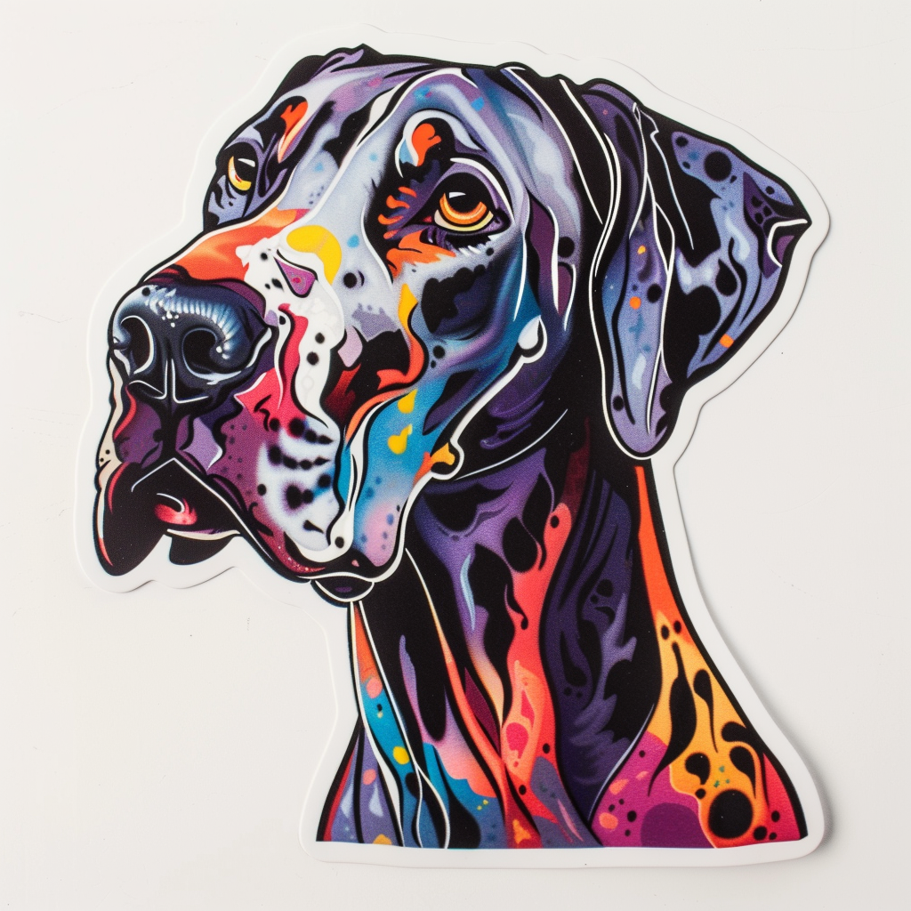 Adorable Great Dane Dog Expressive surreal Vinyl Decal Sticker for Car, Laptop, Tumbler and more # F017877