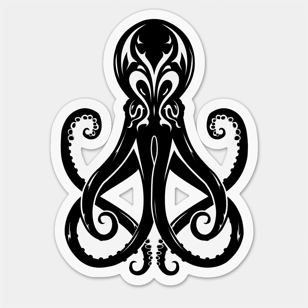 Sticker of a Octopus heartcore majestic Expressive surreal Vinyl Decal Sticker for Car, Laptop, Tumbler and more # F015731
