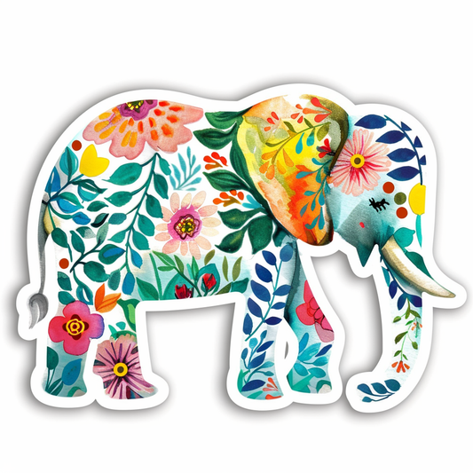 Elephant Expressive surreal Vinyl Decal Sticker for Car, Laptop, Tumbler and more # F022279-4" x 4"