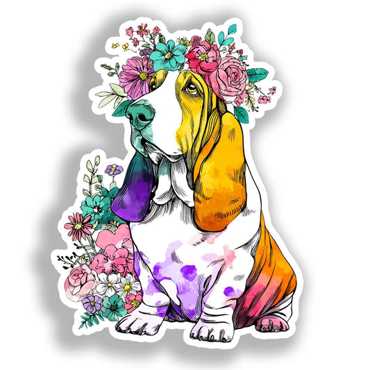 Basset Hound Dog Vinyl Decal Sticker for Car, Laptop, Tumbler and more # A018668-4" x 4"
