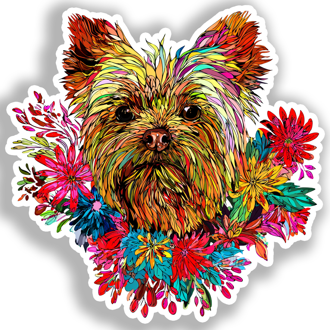 Yorkshire Terrier Dog Vinyl Decal Sticker for Car, Laptop, Tumbler and more # A017180-4" x 4"