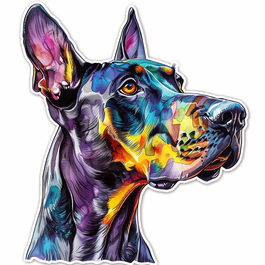 Great Dane Dog Expressive surreal Vinyl Decal Sticker for Car, Laptop, Tumbler and more # F022641