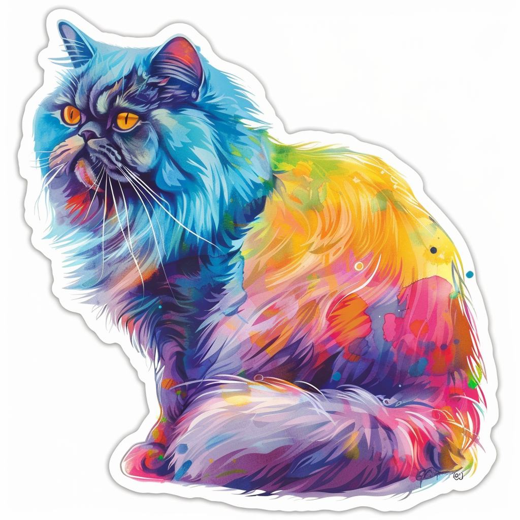 Sticker of a Persian Cat majestic Expressive surreal Vinyl Decal Sticker for Car, Laptop, Tumbler and more # F016330