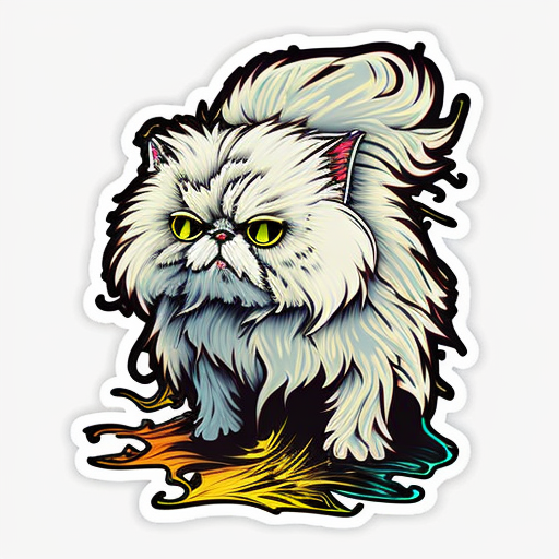 Persian cat with a thick fluffy white Expressive surreal Vinyl Decal Sticker for Car, Laptop, Tumbler and more # F016577