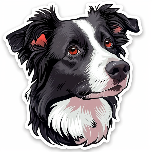 Border Collie Dog majestic Expressive surreal Vinyl Decal Sticker for Car, Laptop, Tumbler and more # F021712-4" x 4"