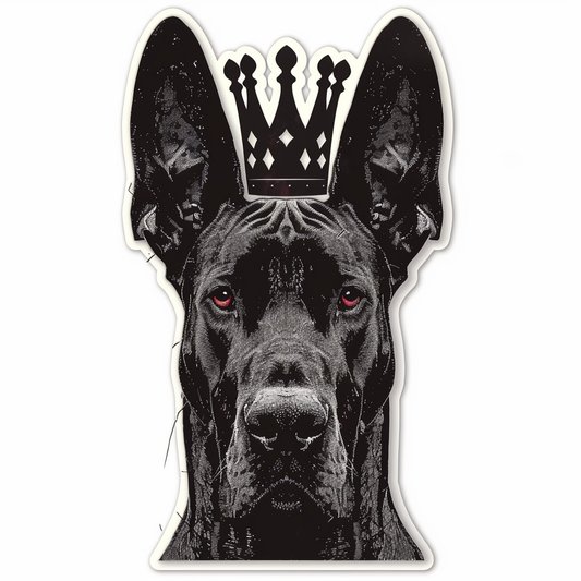 Great Dane Dog crowned majestic Expressive surreal Vinyl Decal Sticker for Car, Laptop, Tumbler and more # F017817