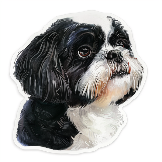 Adorable Shih Tzu Dog Expressive surreal Vinyl Decal Sticker for Car, Laptop, Tumbler and more # F018471
