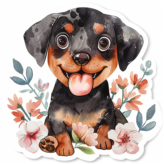 Adorable Doberman Pinscher Dog with Expressive surreal Vinyl Decal Sticker for Car, Laptop, Tumbler and more # F019662-4" x 4"