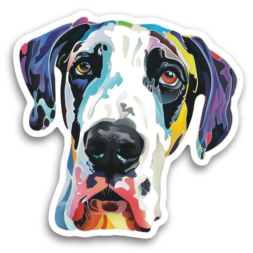 Great Dane Dog Expressive surreal Vinyl Decal Sticker for Car, Laptop, Tumbler and more # F022697
