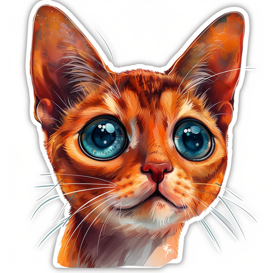 Abyssinian Cat astronaut majestic Expressive surreal Vinyl Decal Sticker for Car, Laptop, Tumbler and more # F021085-4" x 4"