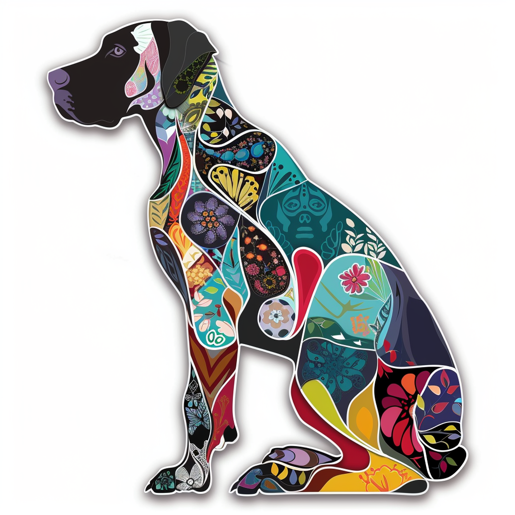 Adorable Great Dane Dog Expressive surreal Vinyl Decal Sticker for Car, Laptop, Tumbler and more # F017739