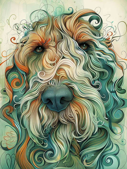 Poster of Goldendoodle dog Expressive surreal Poster # F024257