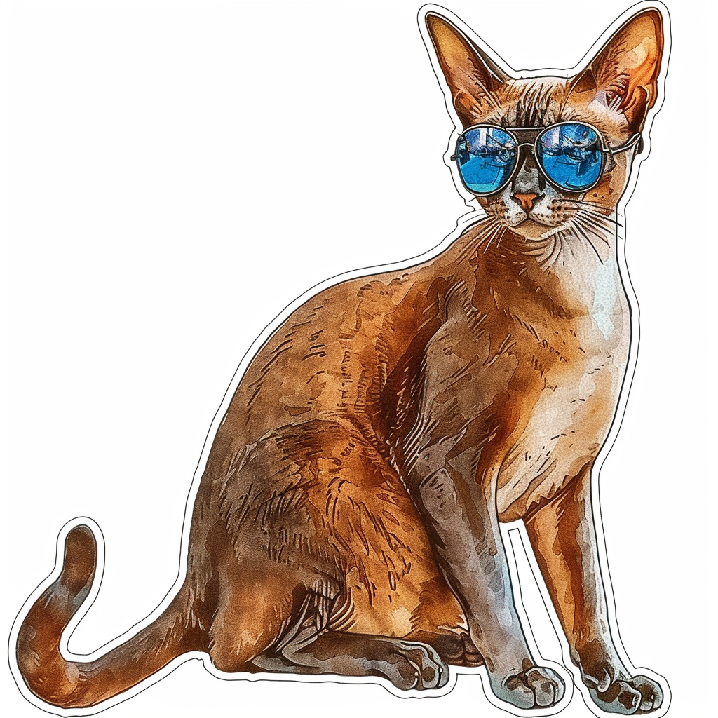Burmese Cat wearing sunglasses Vinyl Decal Sticker for Car, Laptop, Tumbler and more # F010962