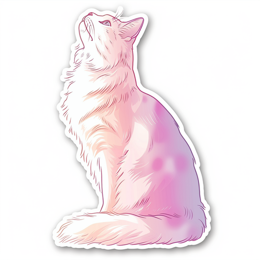 Adorable Turkish Angora Cat  Vinyl Decal Sticker for Car, Laptop, Tumbler and more # F020821-4" x 4"
