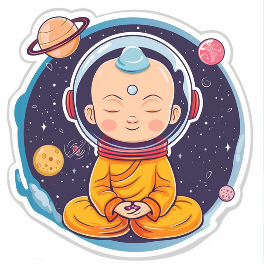 Sticker of a Cute and Adorable Buddha full body space Expressive surreal Vinyl Decal Sticker for Car, Laptop, Tumbler and more # F017185