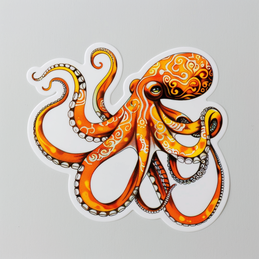 Sticker of a Octopus heartcore majestic Expressive surreal Vinyl Decal Sticker for Car, Laptop, Tumbler and more # F015437