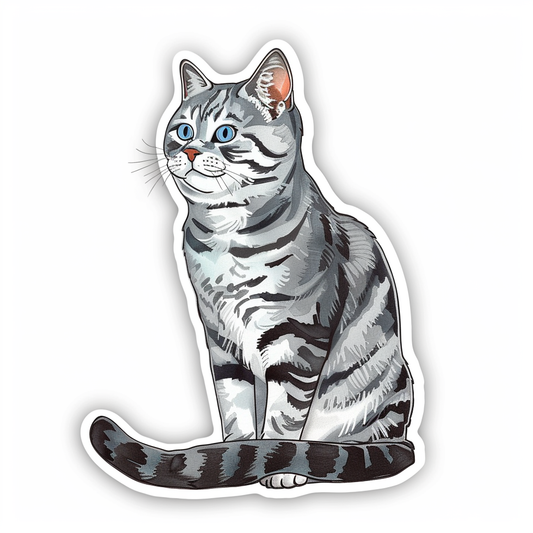 American Shorthair Cat majestic Expressive surreal Vinyl Decal Sticker for Car, Laptop, Tumbler and more # F018857