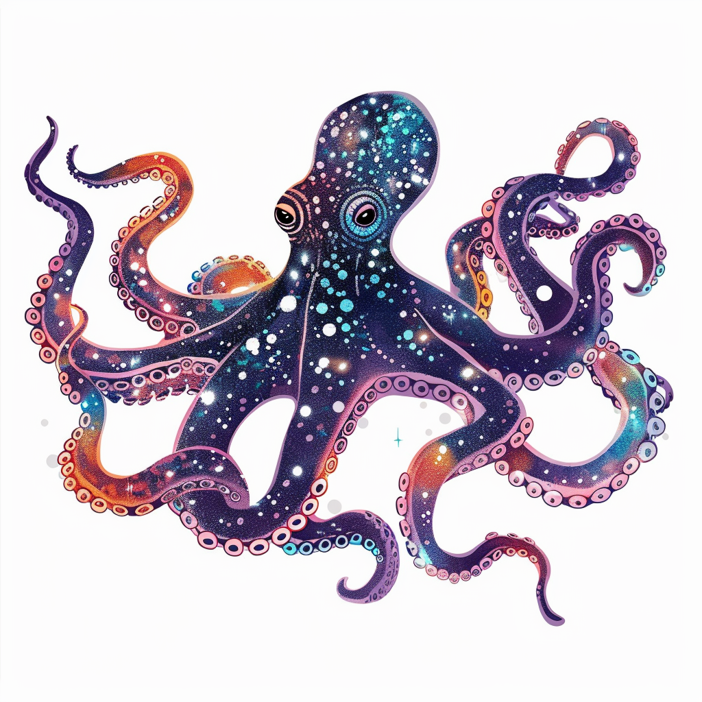 Sticker of a Octopus heartcore majestic Expressive surreal Vinyl Decal Sticker for Car, Laptop, Tumbler and more # F015450