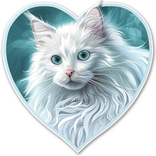 Adorable Turkish Angora Cat  Vinyl Decal Sticker for Car, Laptop, Tumbler and more # F020946-4" x 4"