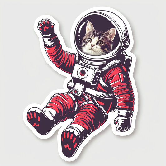 American Shorthair Cat astronaut Expressive surreal Vinyl Decal Sticker for Car, Laptop, Tumbler and more # F019786-4" x 4"