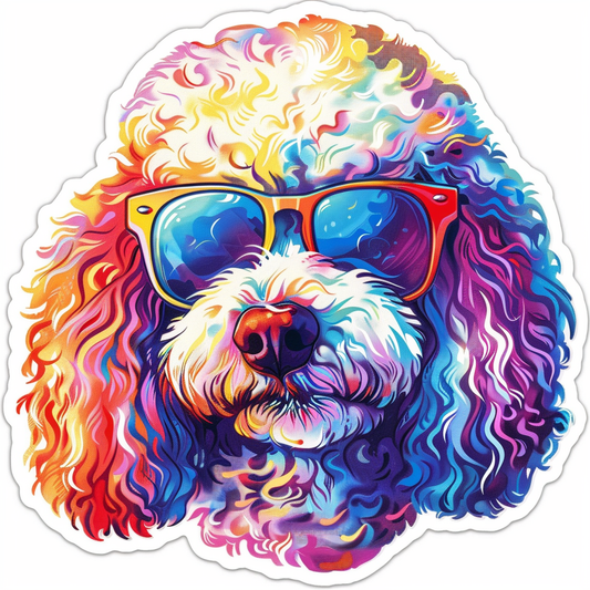 Poodle Dog wearing sunglasses Vinyl Decal Sticker for Car, Laptop, Tumbler and more # F012430
