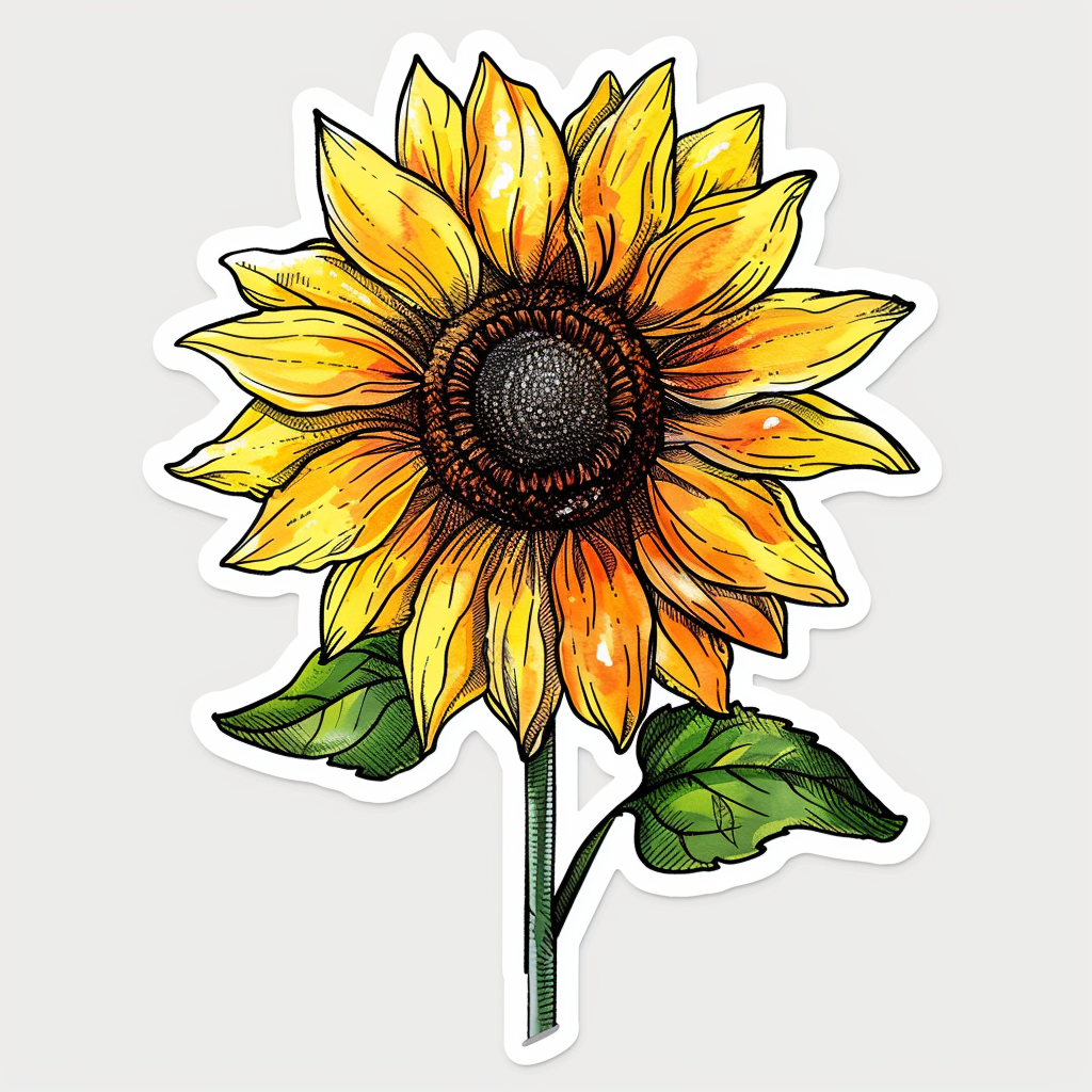 Sunflower flower majestic Expressive surreal Vinyl Decal Sticker for Car, Laptop, Tumbler and more # F023152