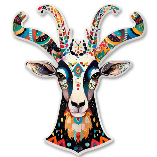 Goat Crowned majestic Expressive surreal Vinyl Decal Sticker for Car, Laptop, Tumbler and more # F020538-4" x 4"