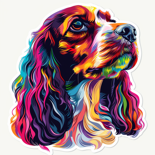 Cocker Spaniel Dog majestic Expressive surreal Vinyl Decal Sticker for Car, Laptop, Tumbler and more # F020293-4" x 4"