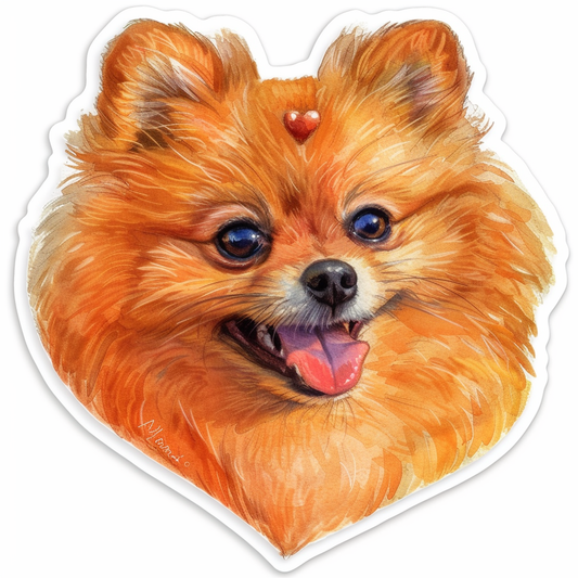 Sticker of a Pomeranian Dog majestic Expressive surreal Heartcore Vinyl Decal Sticker for Car, Laptop, Tumbler and more # F013968