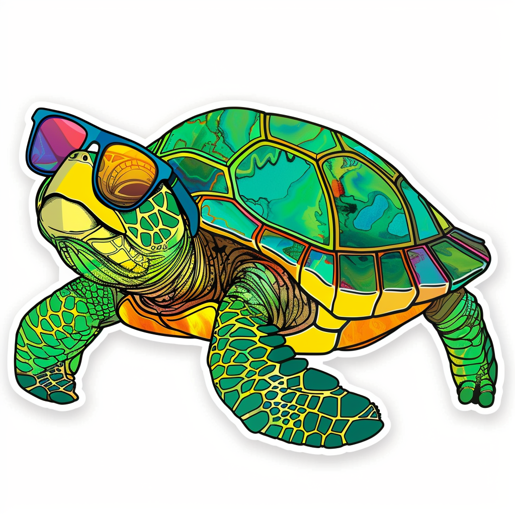 Sticker of a turtle majestic Expressive surreal Vinyl Decal Sticker for Car, Laptop, Tumbler and more # F021973