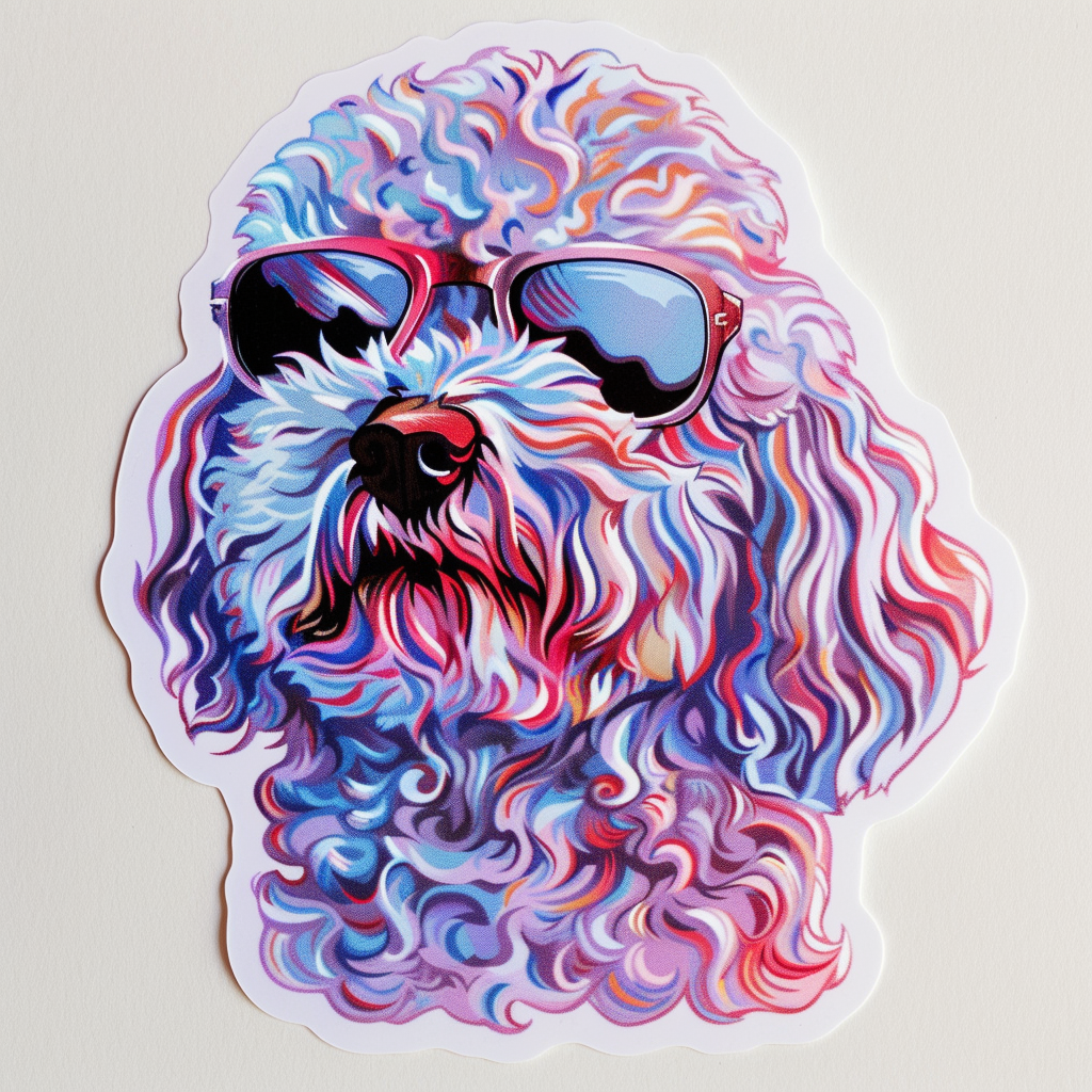 Poodle Dog wearing sunglasses Vinyl Decal Sticker for Car, Laptop, Tumbler and more # F012428
