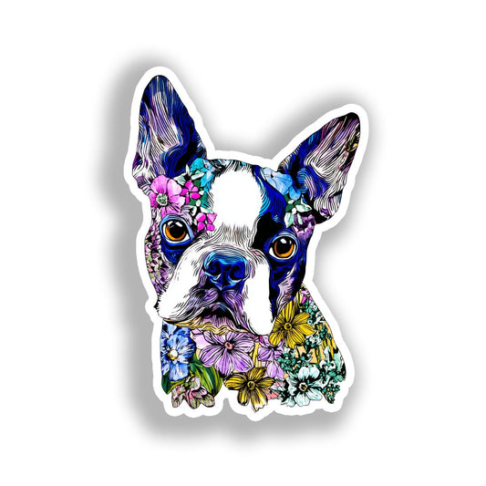 Boston Terrier Dog Vinyl Decal Sticker for Car, Laptop, Tumbler and more # A019010-4" x 4"
