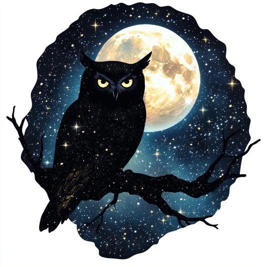 Owl Moon and Stars Vinyl Decal Sticker for Car, Laptop, Tumbler and more # F025706