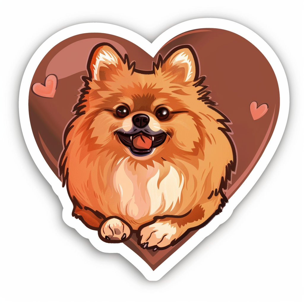 Sticker of a Pomeranian Dog majestic Expressive surreal Heartcore Vinyl Decal Sticker for Car, Laptop, Tumbler and more # F014098