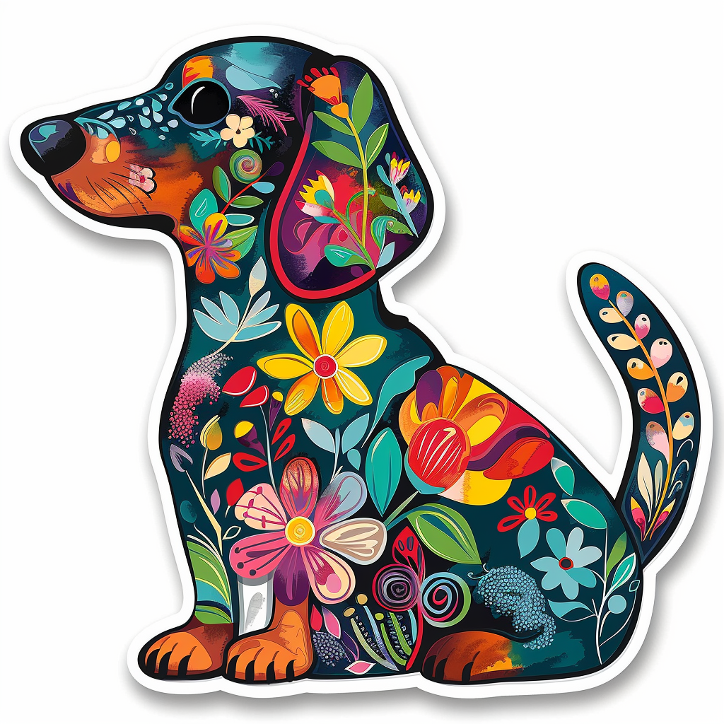 Dachshund Dog floral Vinyl Decal Sticker for Car, Laptop, Tumbler and more # F013133