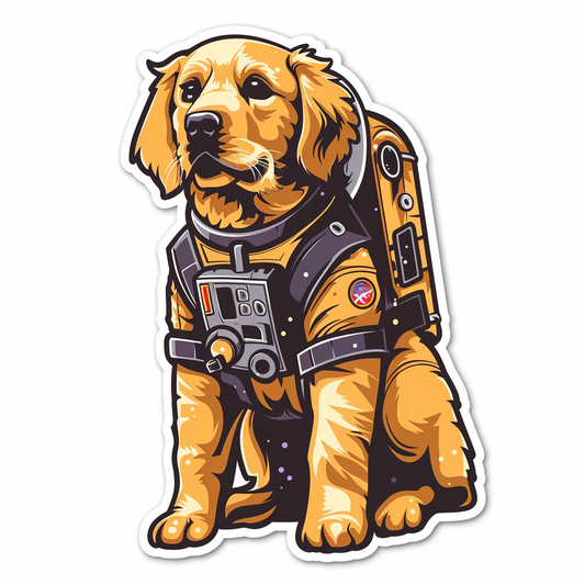 Golden Retriever Dog astronaut Vinyl Decal Sticker for Car, Laptop, Tumbler and more # F010516