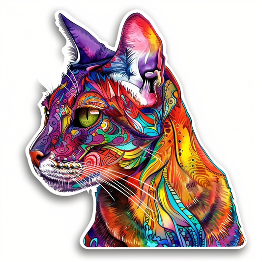 Abyssinian Cat astronaut majestic Expressive surreal Vinyl Decal Sticker for Car, Laptop, Tumbler and more # F021091-4" x 4"