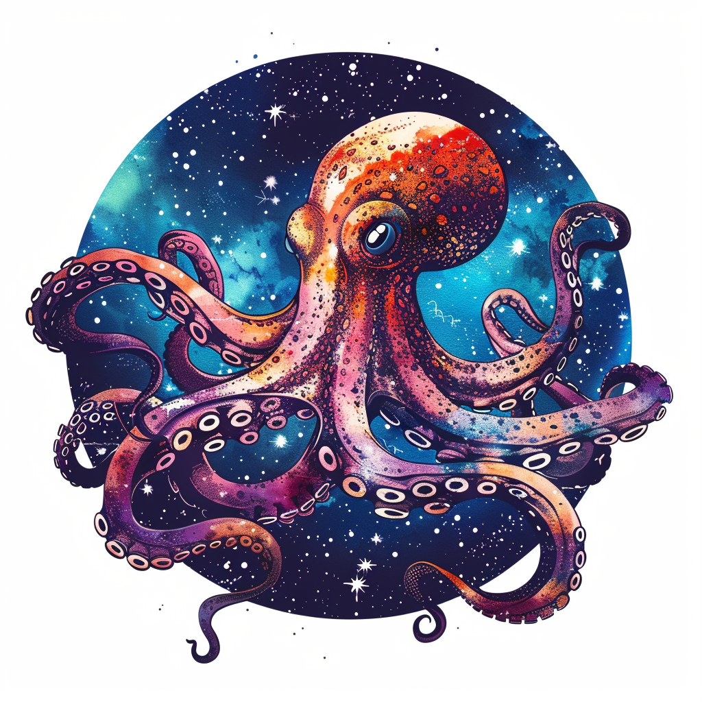 Sticker of a Octopus galaxy majestic Expressive surreal Vinyl Decal Sticker for Car, Laptop, Tumbler and more # F015589