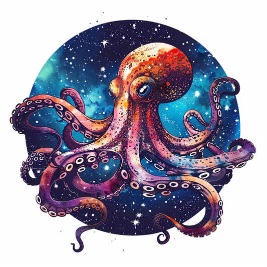 Sticker of a Octopus galaxy majestic Expressive surreal Vinyl Decal Sticker for Car, Laptop, Tumbler and more # F015589
