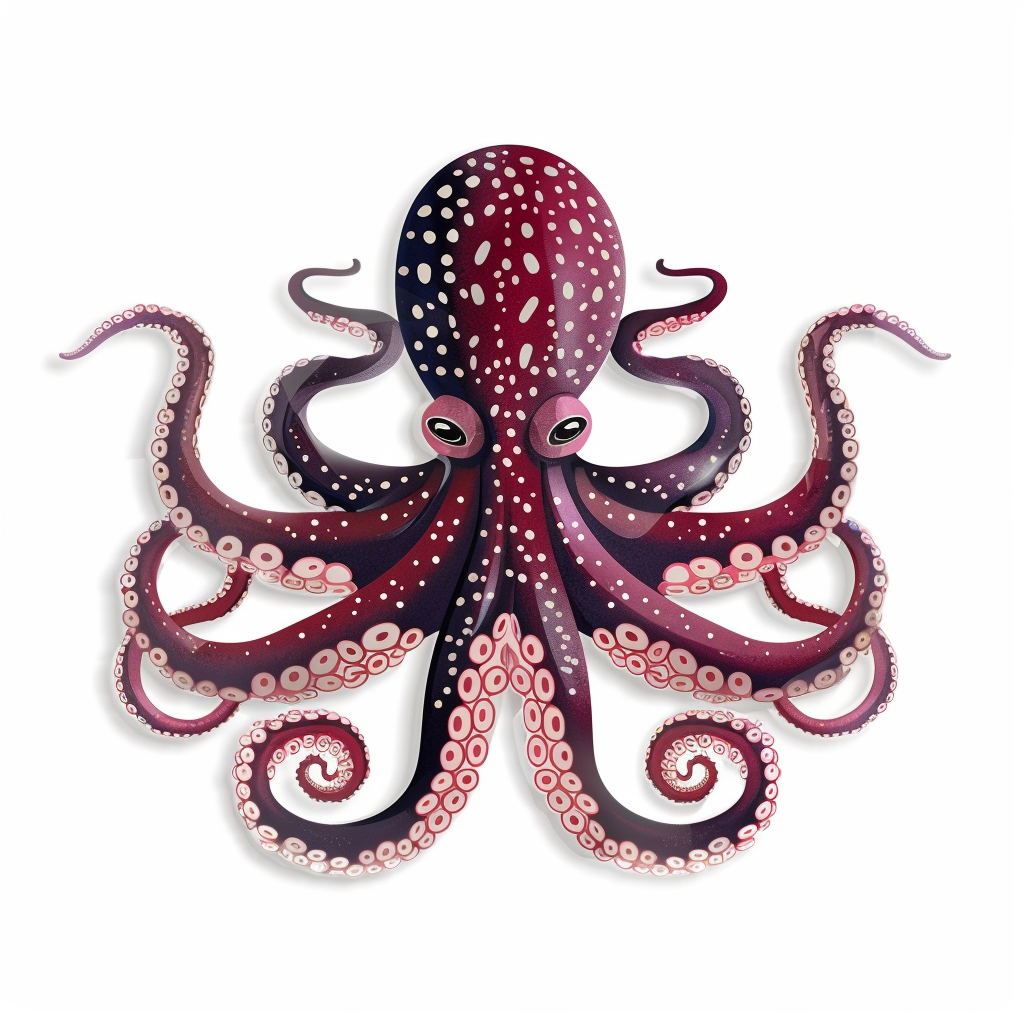 Sticker of a Octopus heartcore majestic Expressive surreal Vinyl Decal Sticker for Car, Laptop, Tumbler and more # F015716